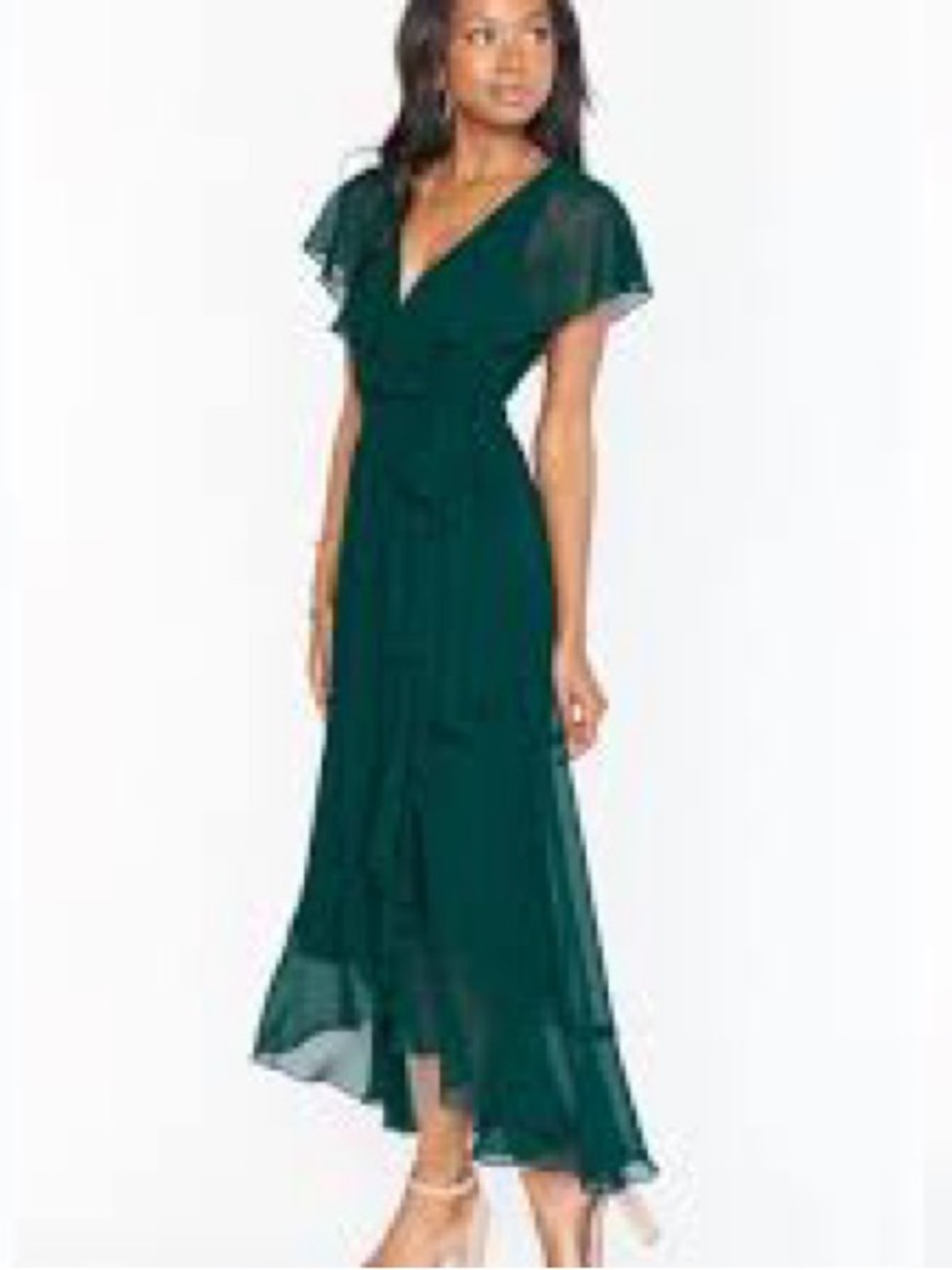 Show Me Your MuMu Emerald/Forrest Green Ruffle Wrap Maxi Dress - Picture 4 of 9